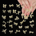 72PCS Gold 3D Bow Nail Charms Set for Creative Nail Art