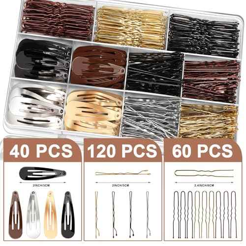 YGDZ Bobby Pins Set, Hair Pins, Hair Clips Kit, 2Inch Bobby Pins Brown Hair, Black, Blonde Hair, U Shaped Hair Pins for Buns, French Pins, Snap Hair Clips, Hair Barrettes, Hair Accessories for Women
