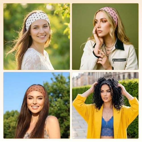 10 Pcs Polka Dot Headbands for Women - Comfortable Elastic Hairbands