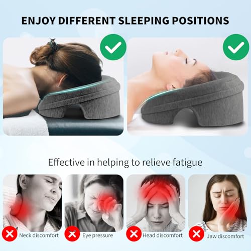 Face Down Pillow Massage Headrest for Bed, Stomach Sleeping Pillow, Face Cradle, BBL Pillow After Surgery Post Eye Surgery Recovery Equipment for Massage Tables,Piercing Pillows Removable Cover Black