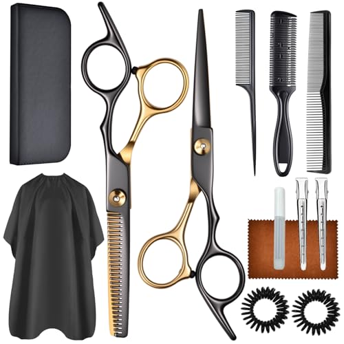13-Piece Professional Hair Cutting Scissors Kit, Stainless Steel