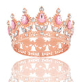 YARIEW Rose Gold Rhinestone Crown Cake Topper & Hair Accessory