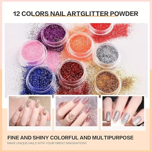 Morovan Monomer Acrylic Nail Liquid with Powder Kit Glitter Acrylic Powders Set for Nail Art Decoration Extension DIY at Home