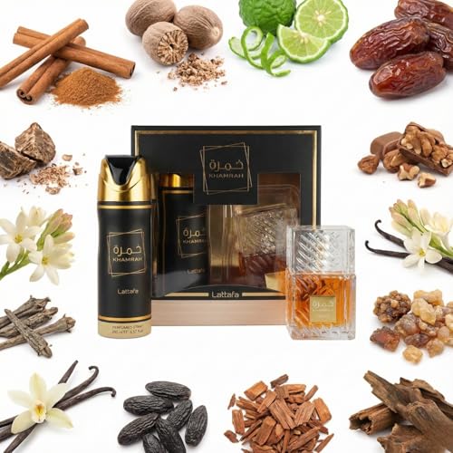 Lattafa Khamrah 2-Piece Gift Set Eau de Parfum & Body Spray - Long-Lasting Warm Spicy Fragrance