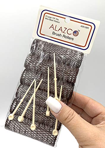 Vintage Style Hair Rollers & Pins Set - 12 Mesh Brush Rollers