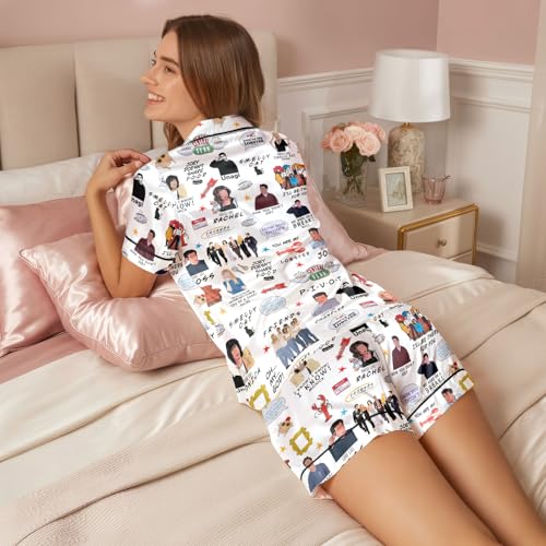 Women's Satin Pajama Shorts Set - Lightweight Silky Sleepwear