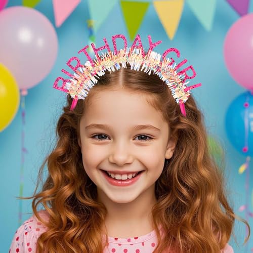 Birthday Girl Glitter Tiara Headband with Laser Strips