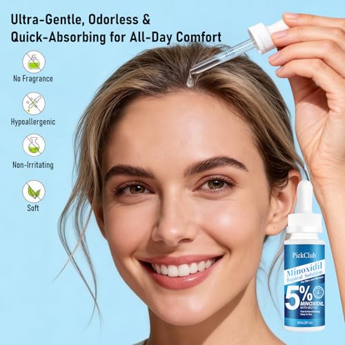 5% Minoxidil + Biotin Hair Regrowth Serum for Men & Women, 2-Pack