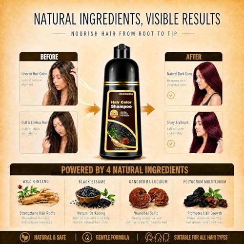 3-in-1 Brown Hair Dye Shampoo for Instant Color & Conditioning