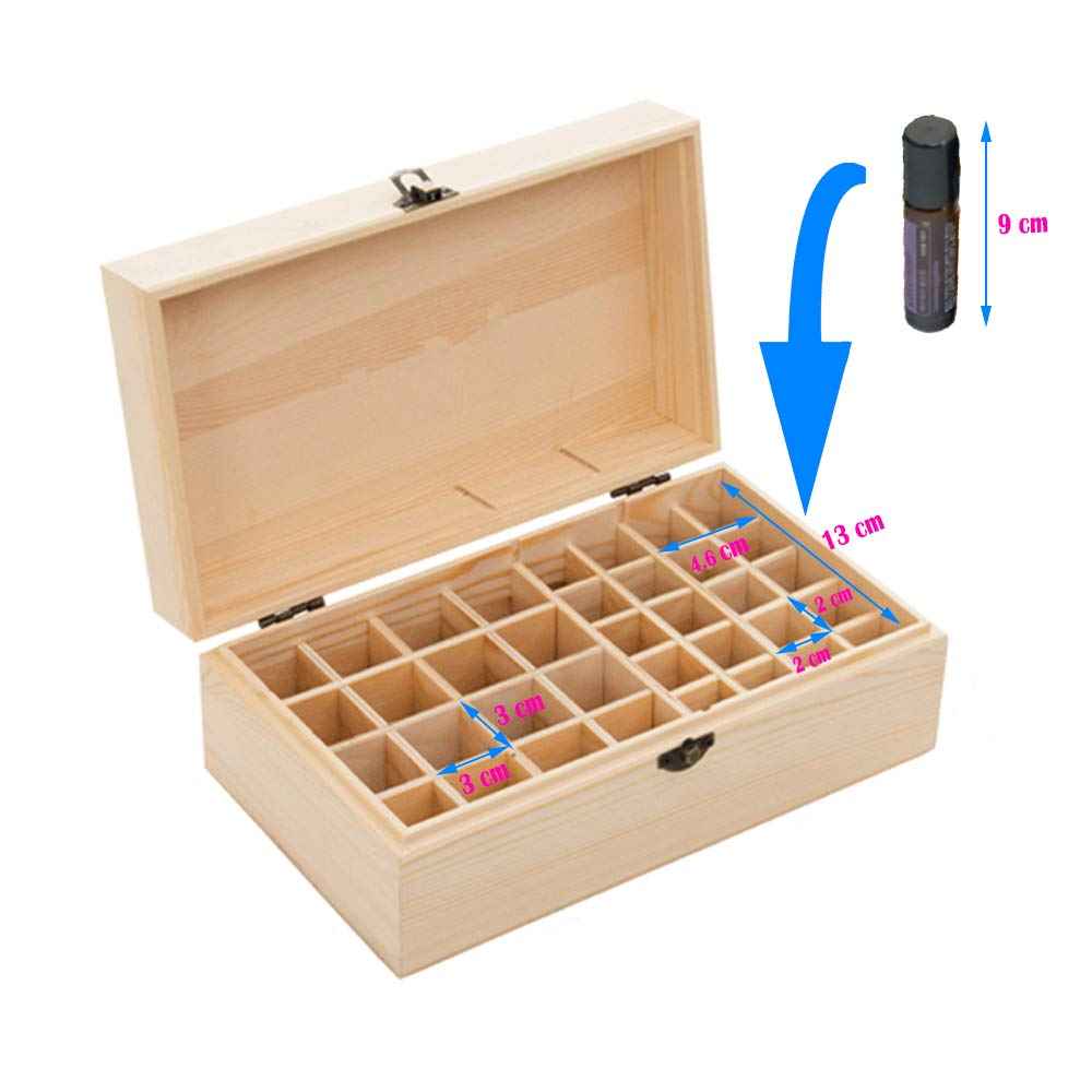 FantasyDay Essential Oil Storage Box Case,Essential Oil Storage Tier,Wooden Organizer Holds 36 Bottles 5 mL, 10 mL and 15mL Sizes,for Travel, Presentation, Nail Polish