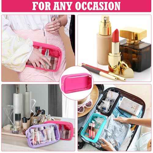 Hushee 4 Pcs Clear Nylon Makeup Bag for Women Gifts Preppy Cosmetic Bag PVC Travel Toiletry Zipper Pouch Waterproof Storage Organizer Pouch for Women(Small)