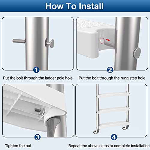 Pool Ladder Steps Replacement 3-Pack 18" Heavy-Duty