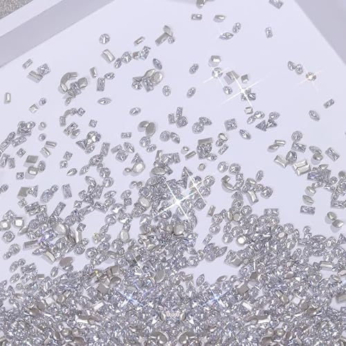 HNUIX Nail Rhinestones - 3D Multi Shapes, Flat Back, Mini Shiny Zircon Rhinestones, Caviar Beads, Crystals Nail Gems, for Nail Art