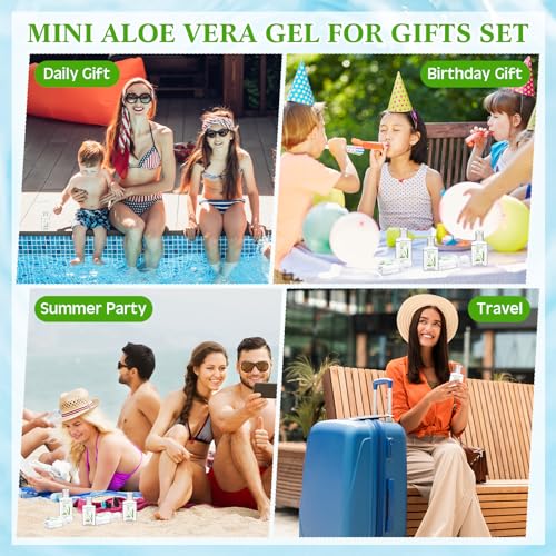 24 Pcs Mini 1oz Soothing Moisture Aloe Vera Gel Travel Size Moisturizing Face Skin Aloe Vera Gel Bulk After Sun Lotion Wedding Summer Beach Party Supplies(Regular)