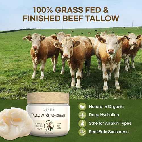 (Pack of 2) Organic Beef Tallow Sunscreen SPF 30: Instant Sun Protection with 100% Grass Fed Tallow and Zinc Oxide - Deep Hydration & Non-Greasy Formula for Adults and Kids (2.12 oz Each)