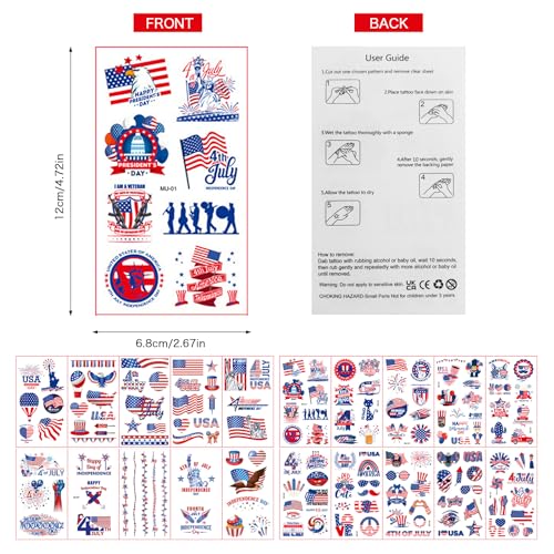 4th of July Decorations Temporary Tattoos