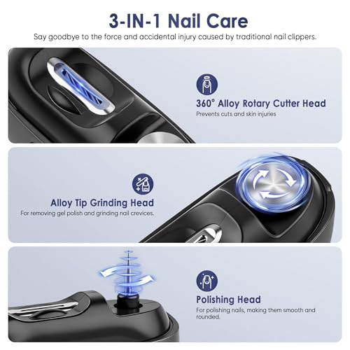 Electric Nail Clipper with LED Light & Storage