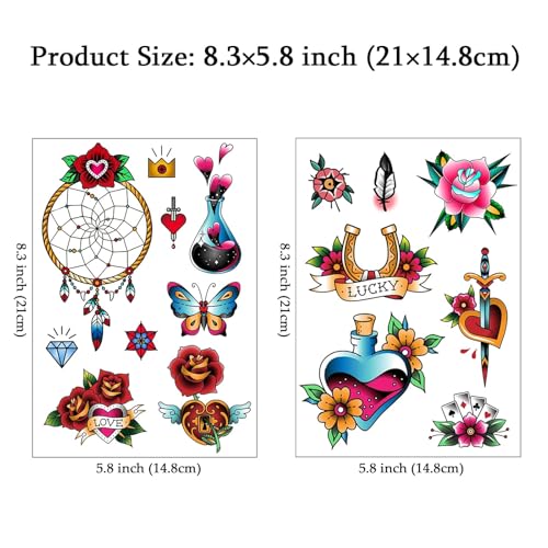Sailor Jerry Temporary Tattoos - 2 Sheet Set with 16 Designs