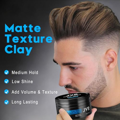 JVR Medium Hold Matte Finish Hair Clay for All Hairstyles - 2.86 oz