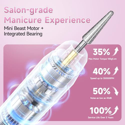 Cordless Electric Nail Drill 35000 RPM - Professional Gel Acrylic Kit