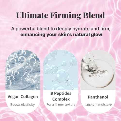 Firm & Glow Sheet Mask with Vegan Collagen Semi-Gel Sheet Biodegradable 100% Cellulose for Anti-Aging Hydration Elasticity Peptide Complex-9 Niacinamide 5 Count
