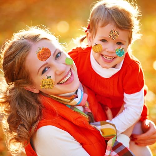 96pc Glitter Pumpkin Temporary Tattoos Fall Party Decor