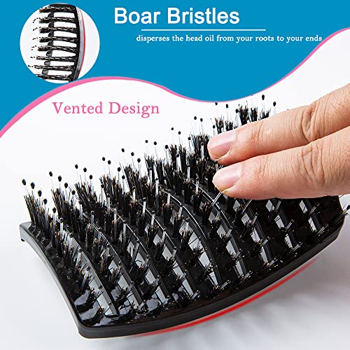 Boar Bristle Hair Brush Set – Detangler & Styling Brushes