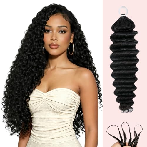 Lademi 16" Crochet Hair 60g Deep Wave Feather Extensions
