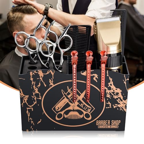 Noverlife Barber Scissors Holder Box, Professional Salon Hairdressing Scissors Rack Holder Storage Organizer for Hairstyling Combs Clips Brushes.