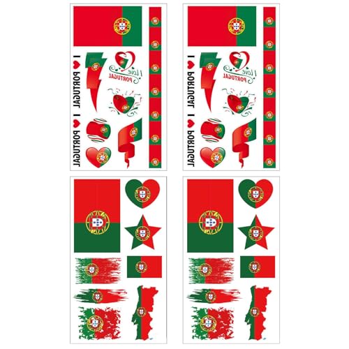 36 Pcs Portugal Flag Temporary Tattoos - Waterproof