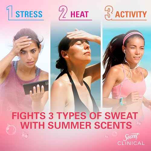 Secret Clinical Strength Antiperspirant Deodorant for Women, 3X Stress Protection, 72hr Sweat & Odor Protection, Pro-Hyaluronic Acid, Invisible Solid, Strawberry Summer Fizz Scent, 1.6 oz