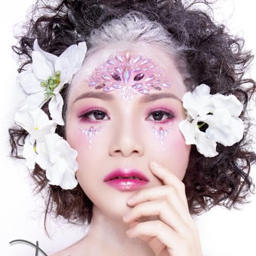 Topz pink face jewels festival Rhinestone stickerfor women halloween makeup mermaid purple face gems stick on festival rave cute Face gem temporary tattoos for edm music festival (S056)