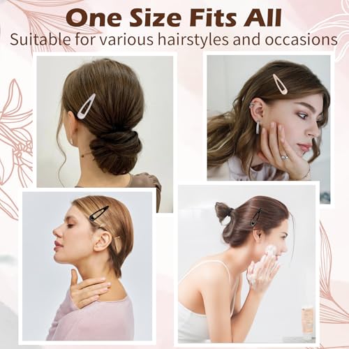 Gingbiss 50Pcs Snap Hair Clips for Women - Silicone Coated Metal Barrettes