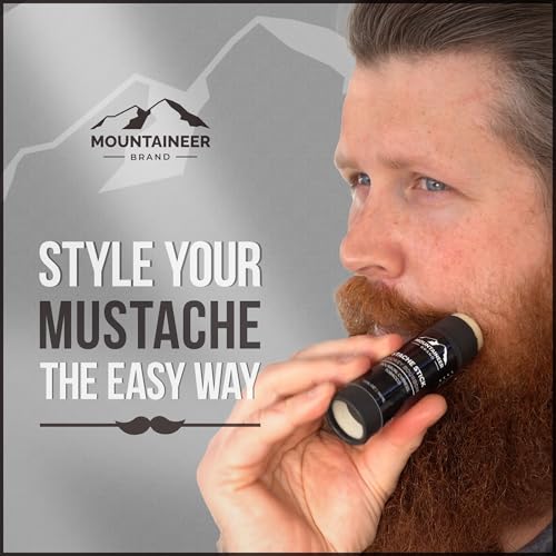 Mountaineer Brand Stache Stick | Mustache Wax for Men | 100% Natural Beeswax and Plant Based Oils | Grooming Beard Moustache Wax | Smooth, Condition, Styling Balm | Extra Firm Hold 1.5oz