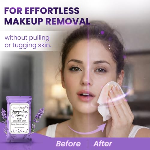 Lavender Face Wipes - Makeup Remover, 120 pcs (Aloe, Vitamin E)