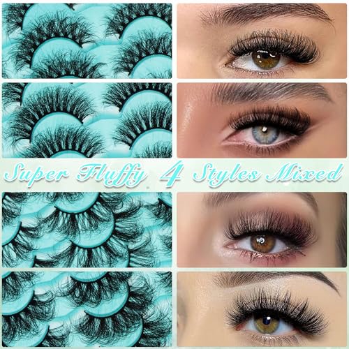 Fluffy 3D Volume Lashes 20-25MM D Curl Mixed 4 Styles 20 Pairs
