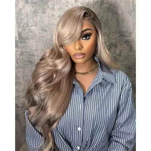 Milk Tea Ash Blonde Wig Human Hair 180% Density 13x6 Body Wave Lace Front Wig More Full And Thicker Pre Plucked Pre Cut Glueless wig Natural Hairline With Baby Hair 20 inch