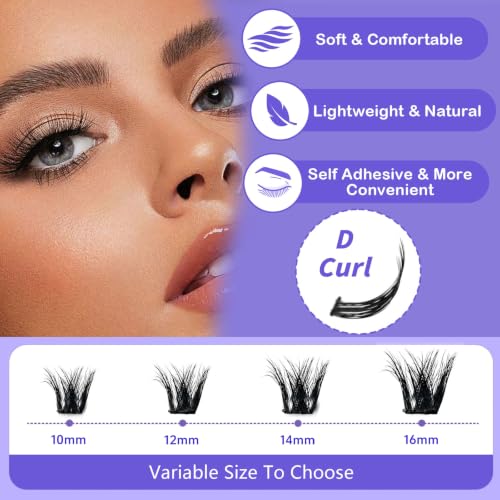 Self Adhesive Eyelash Clusters 40Pcs - Pre-Glued Press On Lashes