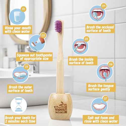 Kids Bamboo Toothbrushes, BPA-Free Soft Bristles, Eco-Friendly Natural Wooden Toddler Toothbrush, 6-Pack Travel Toothbrushes Set for Children