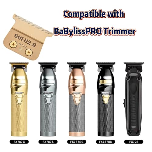 Replacement Blades Compatible with BaByliss PRO Barberology Trimmer Blade,Zero-Gapped Replacement Trimmer Blade Compatible with BaBylissPRO FX787 & FX726 Trimme (7 GOLD/1 PC)