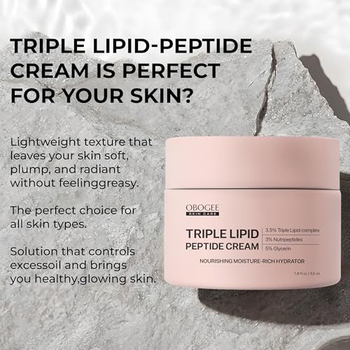Triple Lipid-Peptide Cream: Enriched with Lipids, Peptides, Hyaluronic Acid, and Shea Butter for Brightening, Firming, and Plumping, 1.8 oz