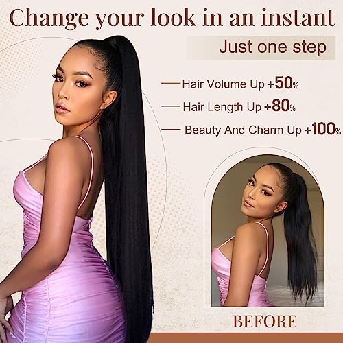 Flufymooz 36 Inch Drawstring Ponytail Extension Synthetic Hair