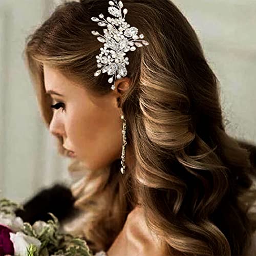 Crystal Bride Wedding Hair Comb with Pearls