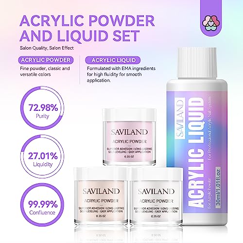 Saviland Acrylic Nail Kit for French Manicure & Nail Art - DIY Professional Set