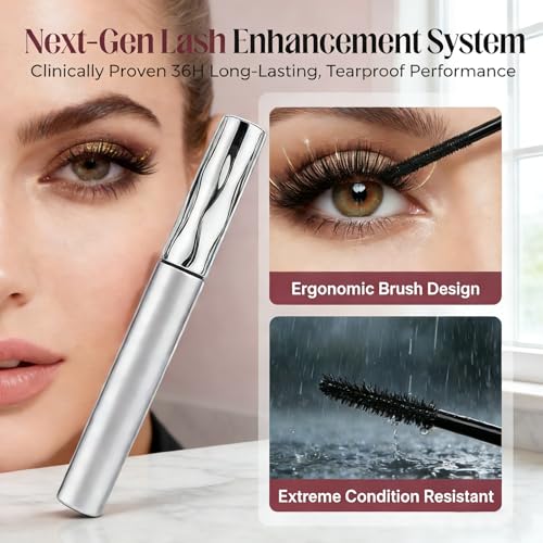 2PCS Waterproof & Smudge-Proof Tubing Mascara for Volumizing and 3D Curling Lashes, No Clumping No Flaking Formula, Long-Lasting Wear (Black)