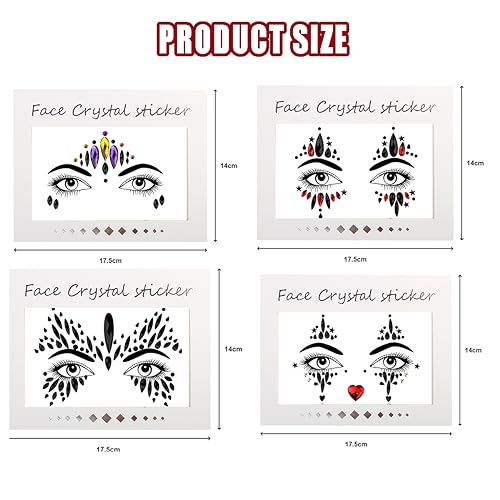 Bowitzki Face Jewels Rhinestone Stickers Self Adhesive