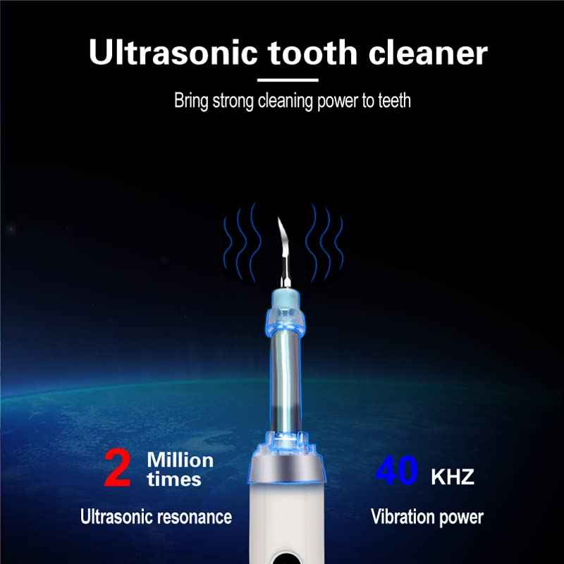 Professional Plaque Remover for Teeth, Teeth Cleaner Tool with Intelligent and Secure Sensor Technology, 4 Replaceable Heads 5 Modes, OLED Light & Oral Mirror, Rechargeable Teeth Cleaning Kit For Home