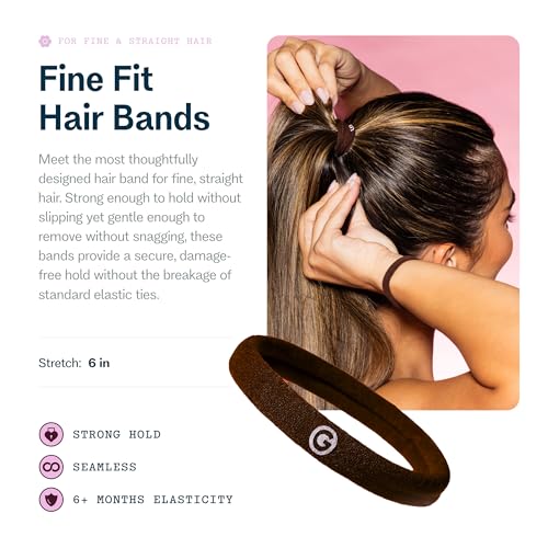 Gimme Beauty Fine Hair Seamless Ties, Dark Brown, 12 Pack