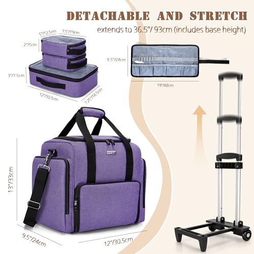 Rolling Makeup Case with 3 Removable Pouches, Purple