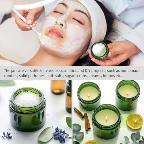 2oz Green Glass Cosmetic Jars with Black Lids - 35 Pack